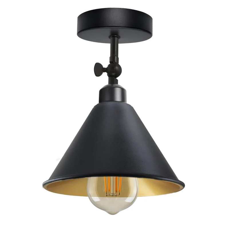 Industrial Flush Mount Deckenlampe Schwarz Retro Metall ~3727