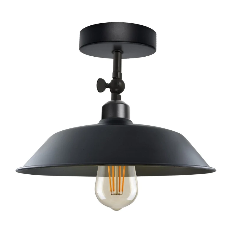 Industrial Flush Mount Deckenlampe Schwarz Retro Metall ~3727