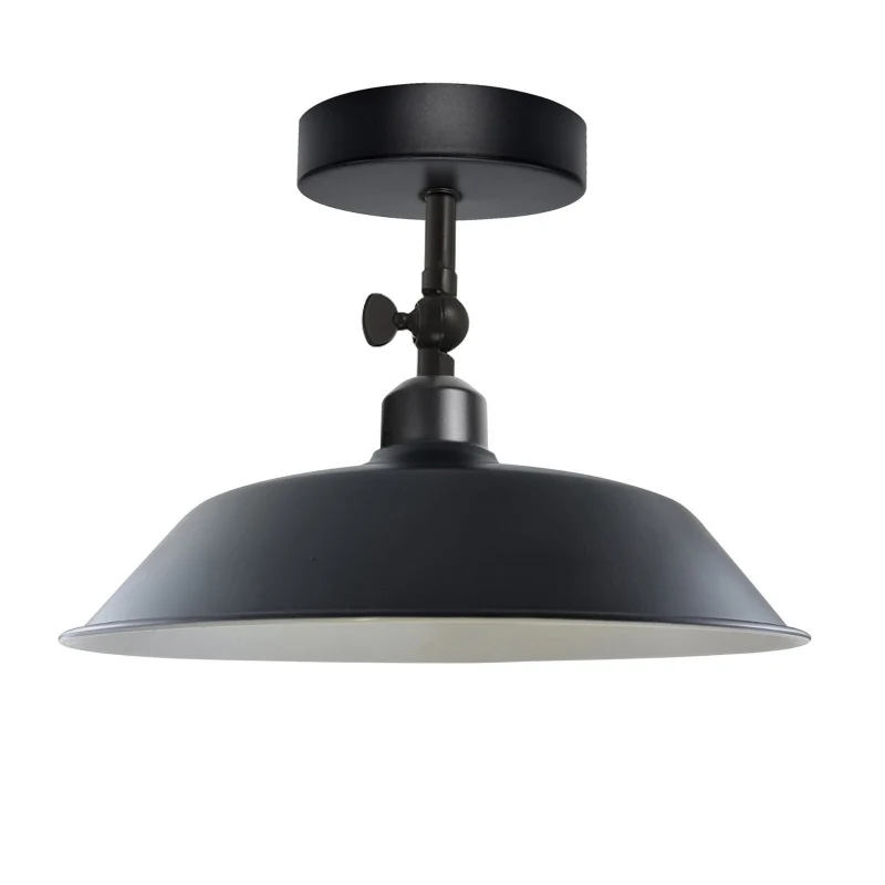 Industrial Flush Mount Deckenlampe Schwarz Retro Metall ~3727
