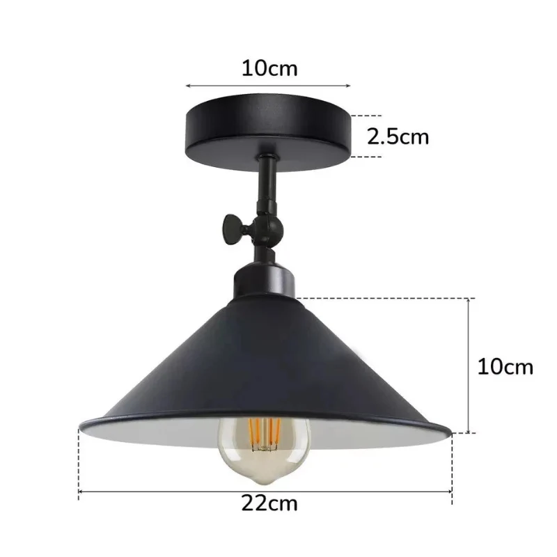Industrial Flush Mount Deckenlampe Schwarz Retro Metall ~3727