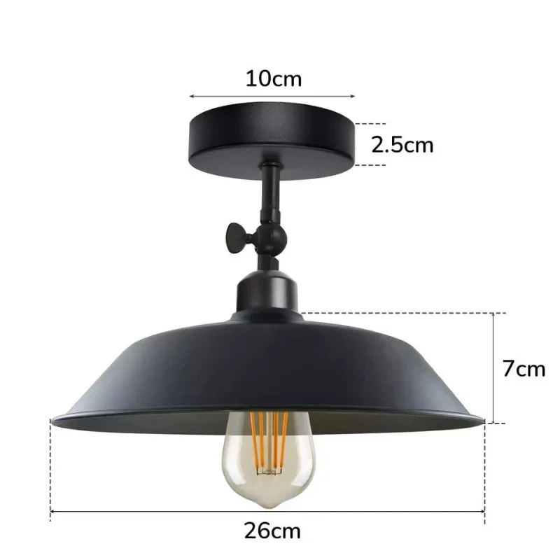 Industrial Flush Mount Deckenlampe Schwarz Retro Metall ~3727