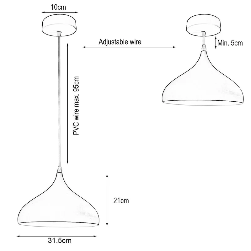 Deckenleuchte mit Langem Kabel 1m ~3579