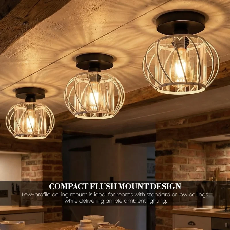 Kristall Deckenlampe E27 Vintage Käfigleuchte Wohnzimmer ~3575