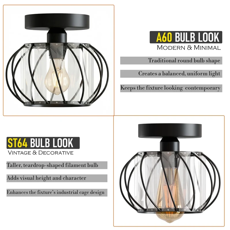 Kristall Deckenlampe E27 Vintage Käfigleuchte Wohnzimmer ~3575