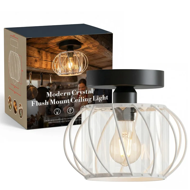 Kristall Deckenlampe E27 Vintage Käfigleuchte Wohnzimmer ~3575