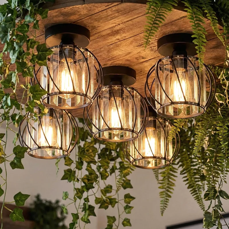 Kristall Deckenlampe E27 Vintage Käfigleuchte Wohnzimmer ~3575