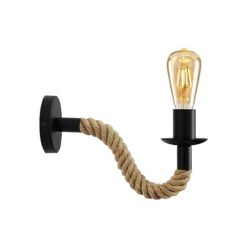 Ledsone Drehbare Wandleuchte aus Hanfseil ~3521