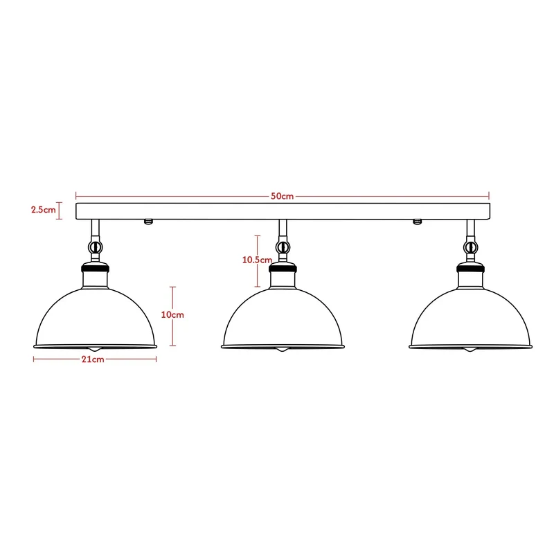 Industrielle Deckenleuchte Gebürstetes Kupfer dreiflammig ~3519