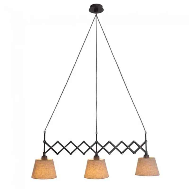 Esstischlampe mit Scherenarm "Adrienne" 3-flammig – Breite verstellbar, Stoffschirme Beige