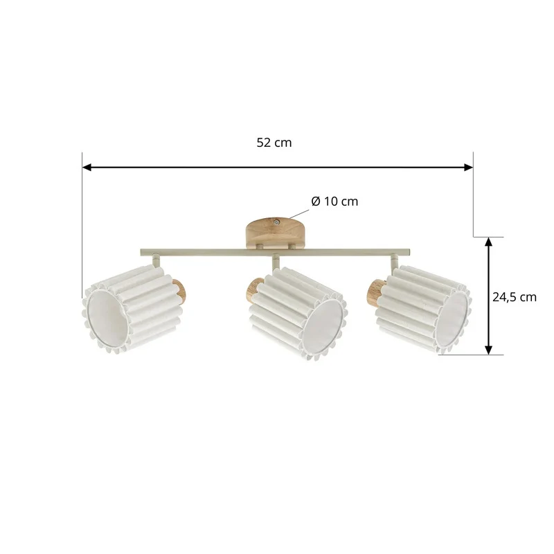 B-Ware Lindby Deckenstrahler Shiloh LED dimmbar 3-flammig Holz beige 52x24,5cm