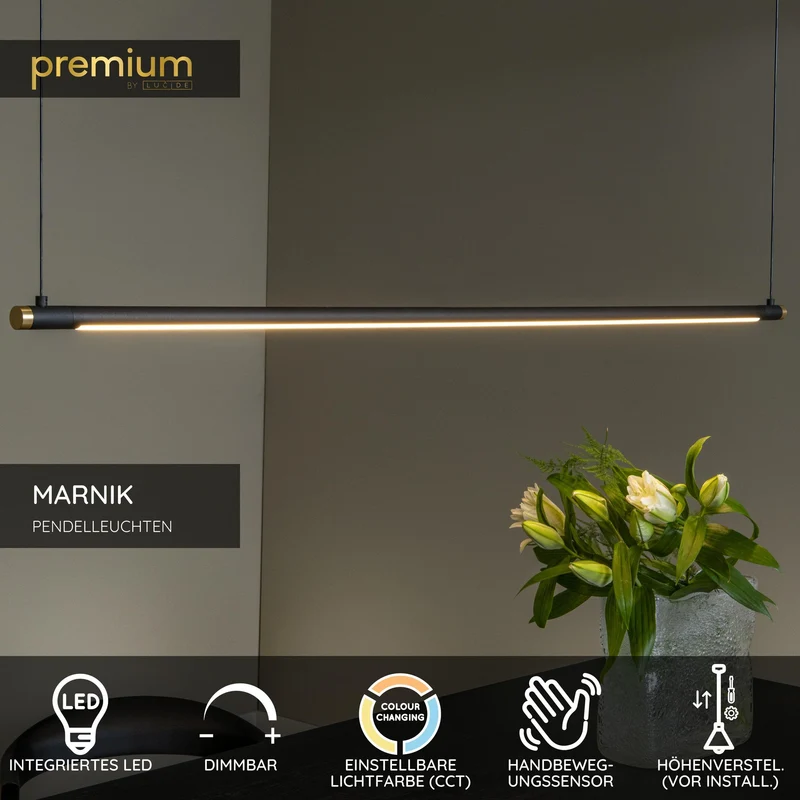 LED-Pendelleuchte Marnik mit Gestensteuerung und CCT 152,1cm