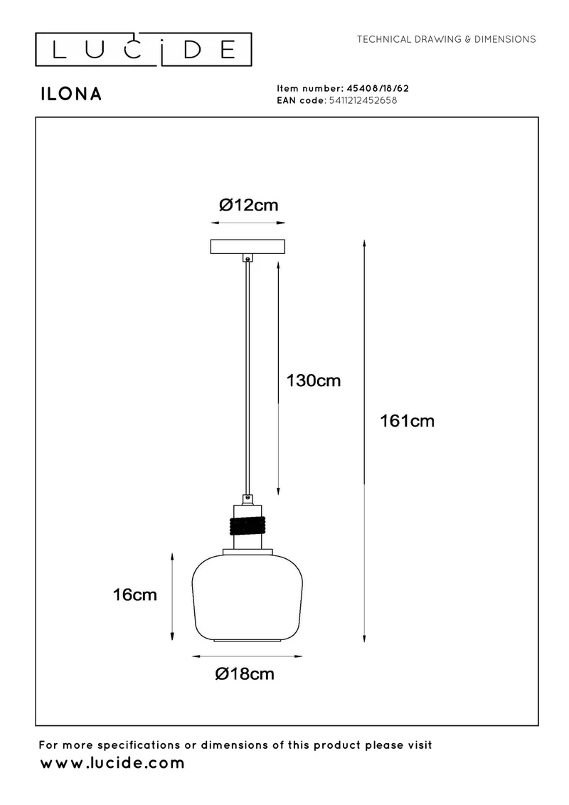 Pendelleuchte Ilona Glas Ø 18cm Amber