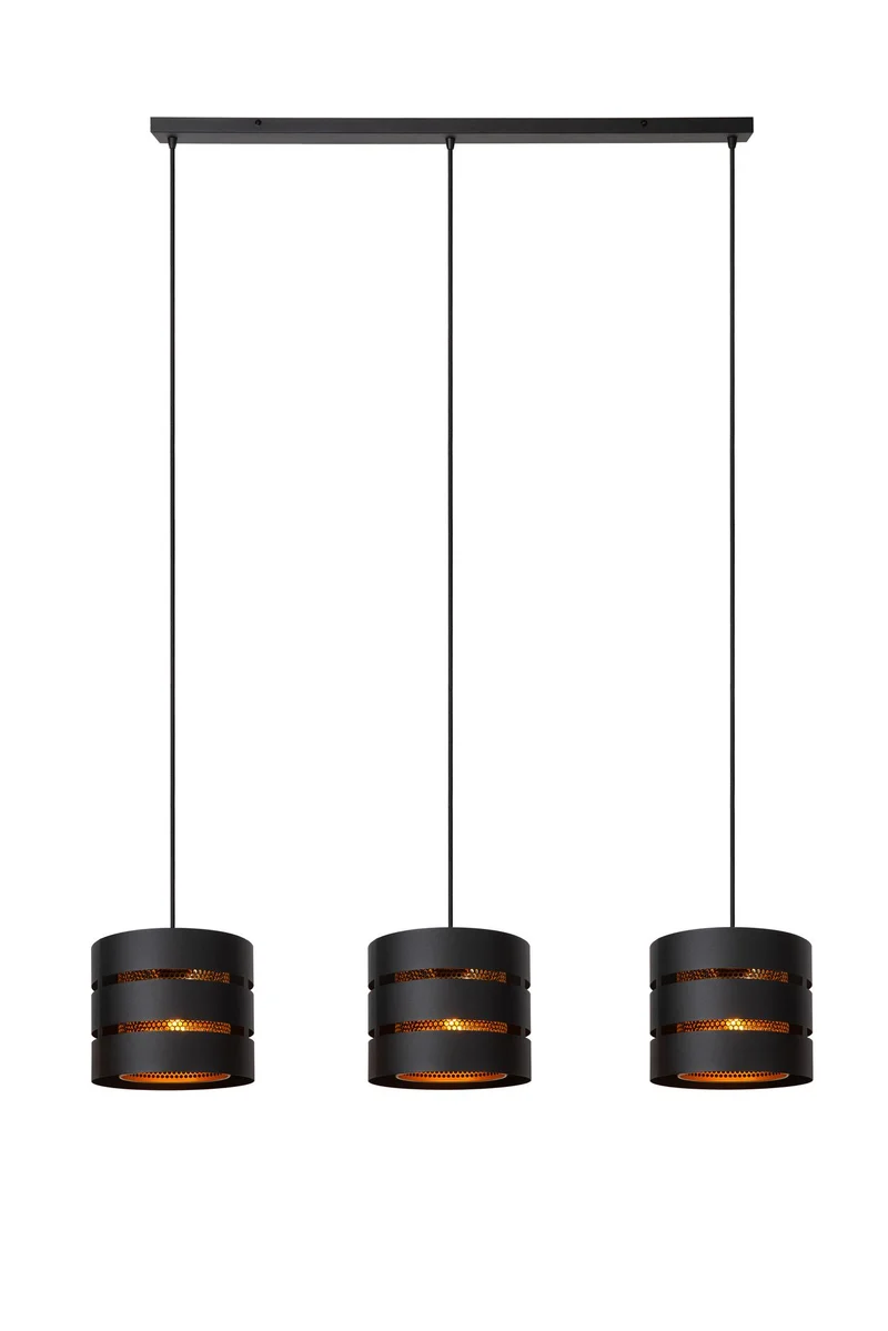 Pendelleuchte Rosas 3-flammig 130cm höhenverstellbar Schwarz, Messing