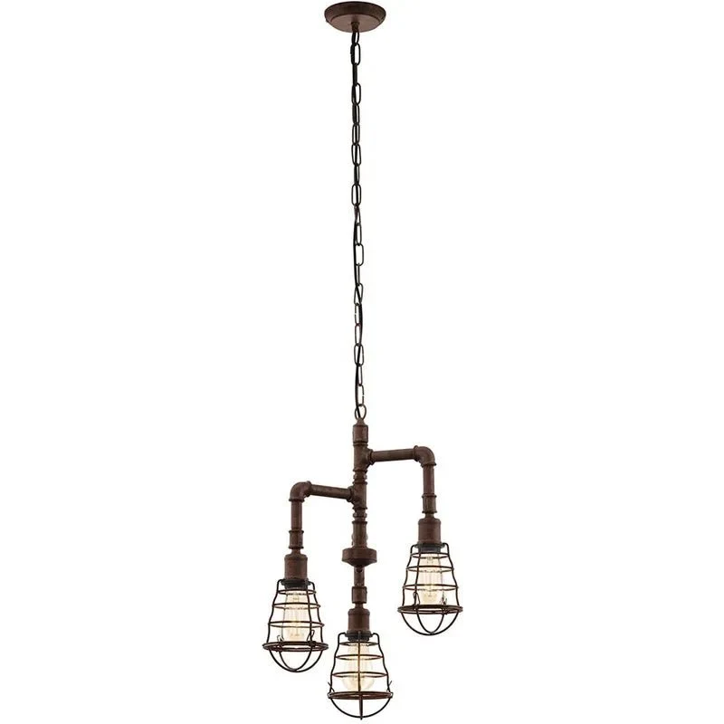 Esstischlampe Industrie Retro Port Seton – 3-flammig | Rost Braun | E27