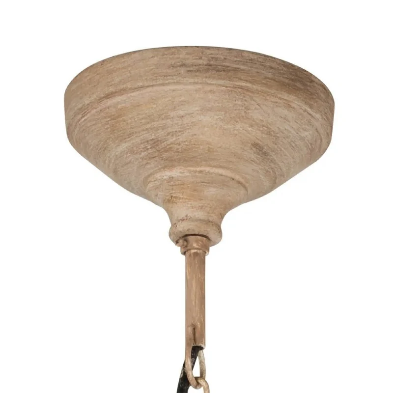 Hängelampe Kinross aus Holz – Laternen-Pendelleuchte Ø 23,5 cm, E27, rustikal Boho & Urban Jungle