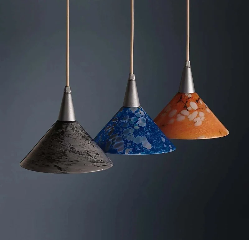 BRUCK Lampenglas Ersatzglas – handbemalter Glas-Lampenschirm in Blau