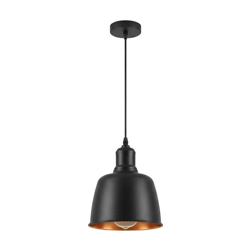 Industrielampe schwarz gold hängelampe einflammig ~3504