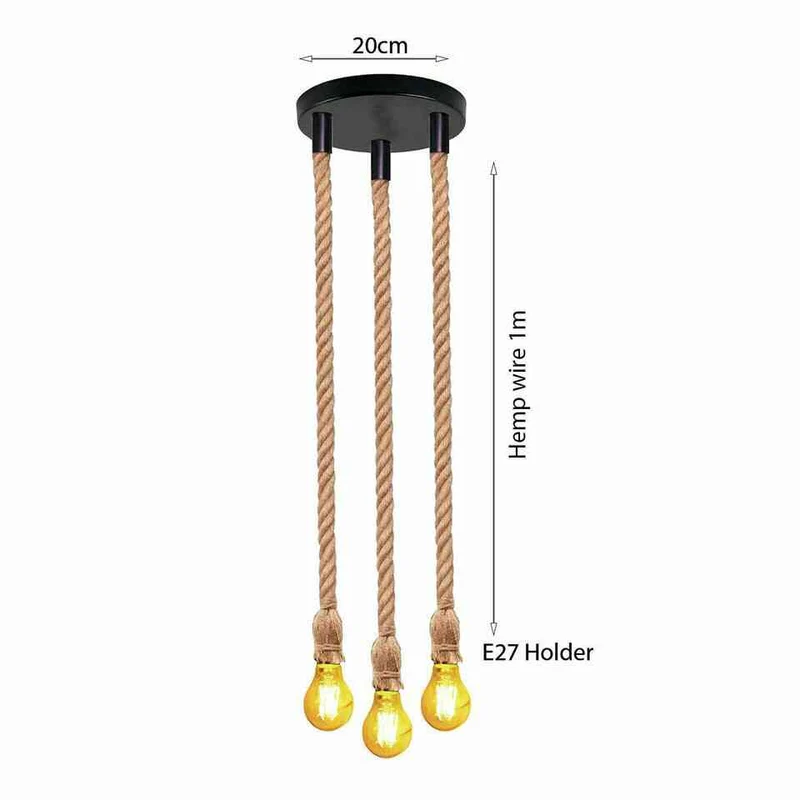 Rustikale Taulampe Hanfseil – Vintage Pendelleuchte Loft | E27 ~3496