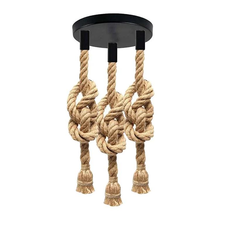 Rustikale Taulampe Hanfseil – Vintage Pendelleuchte Loft | E27 ~3496