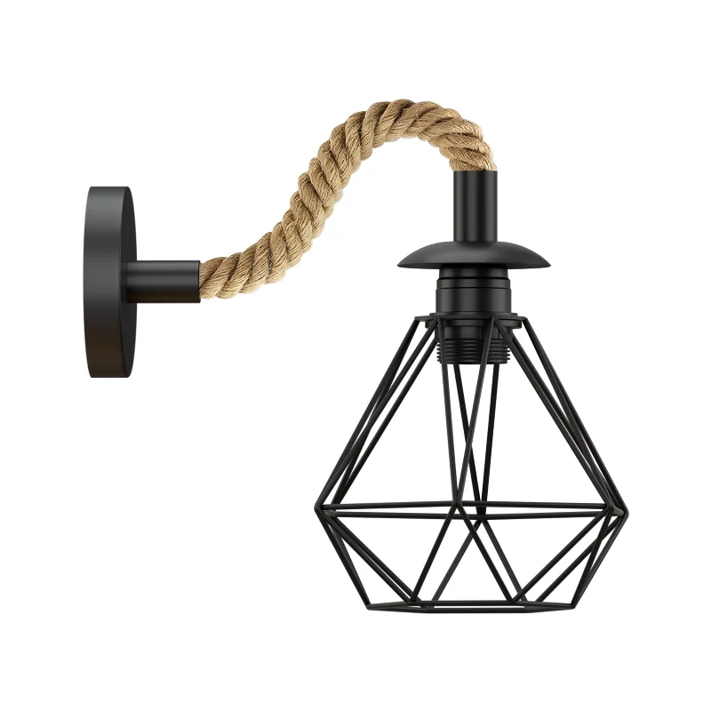 Hanfseil Wandlampe Retro Industrial Design mit Glühbirnen ~3486