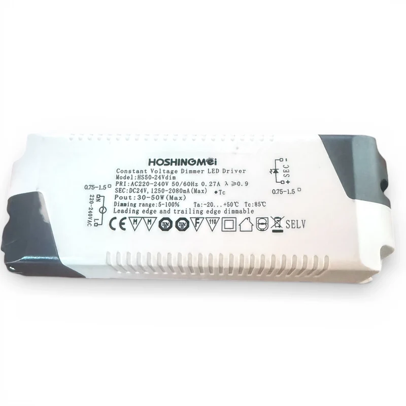 HOSHINGMei LED Treiber 24V 50W dimmbar – HS50-24Vdim – Phasenanschnitt & Phasenabschnitt
