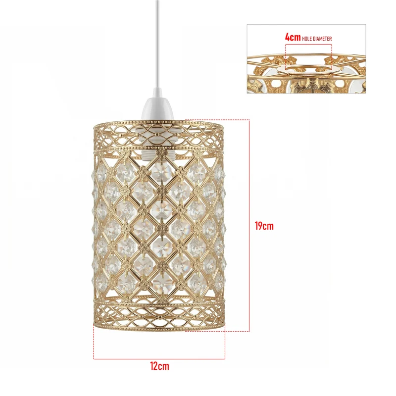 Ersatz-Kristalllampenschirm E27 Gold | Vintage deco kafig Lampenschirm~3639