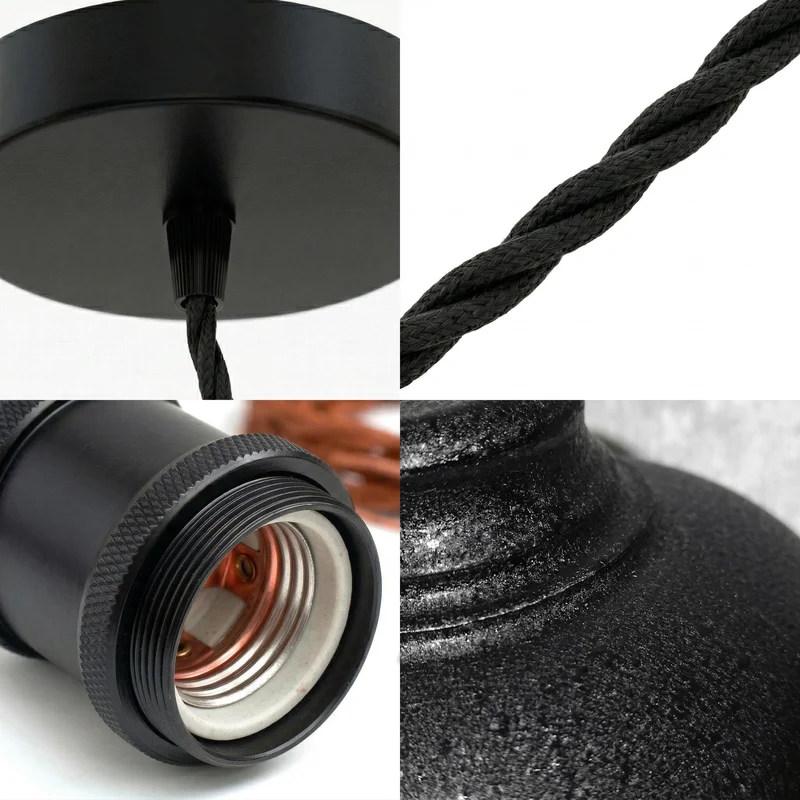 Vintage Spinnen Pendelleuchte schwarz E27 mit 2m verstellbarem Kabel | Ø 29cm ~3632