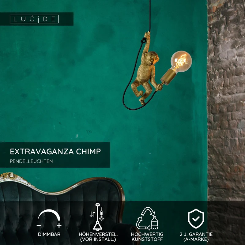 Pendelleuchte Extravaganza Chimp als Affenfigur Schwarz