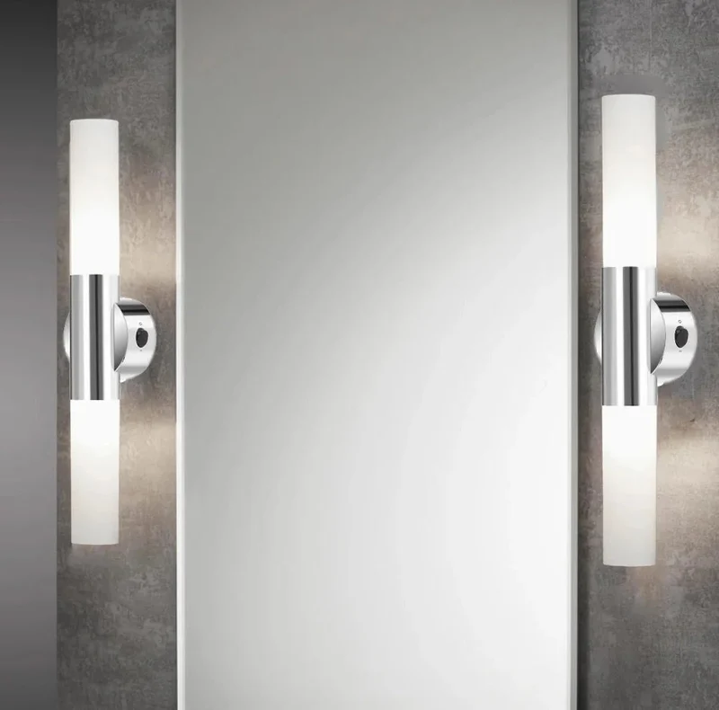 Spiegelleuchte mit Schalter 33 cm – Chrom – 2× E14 | Bad & Flur