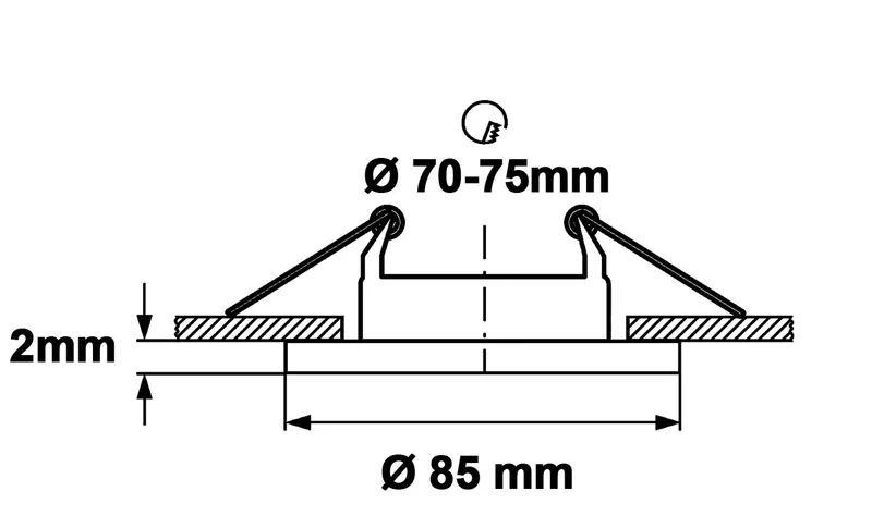 LED Einbaustrahler Rahmen schwarz matt – GU10 Einbaurahmen 70–75 mm, 230 V, Bajonettverschluss