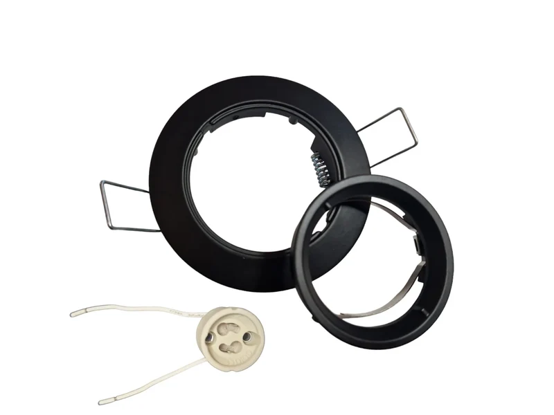 LED Einbaustrahler Rahmen schwarz matt – GU10 Einbaurahmen 70–75 mm, 230 V, Bajonettverschluss
