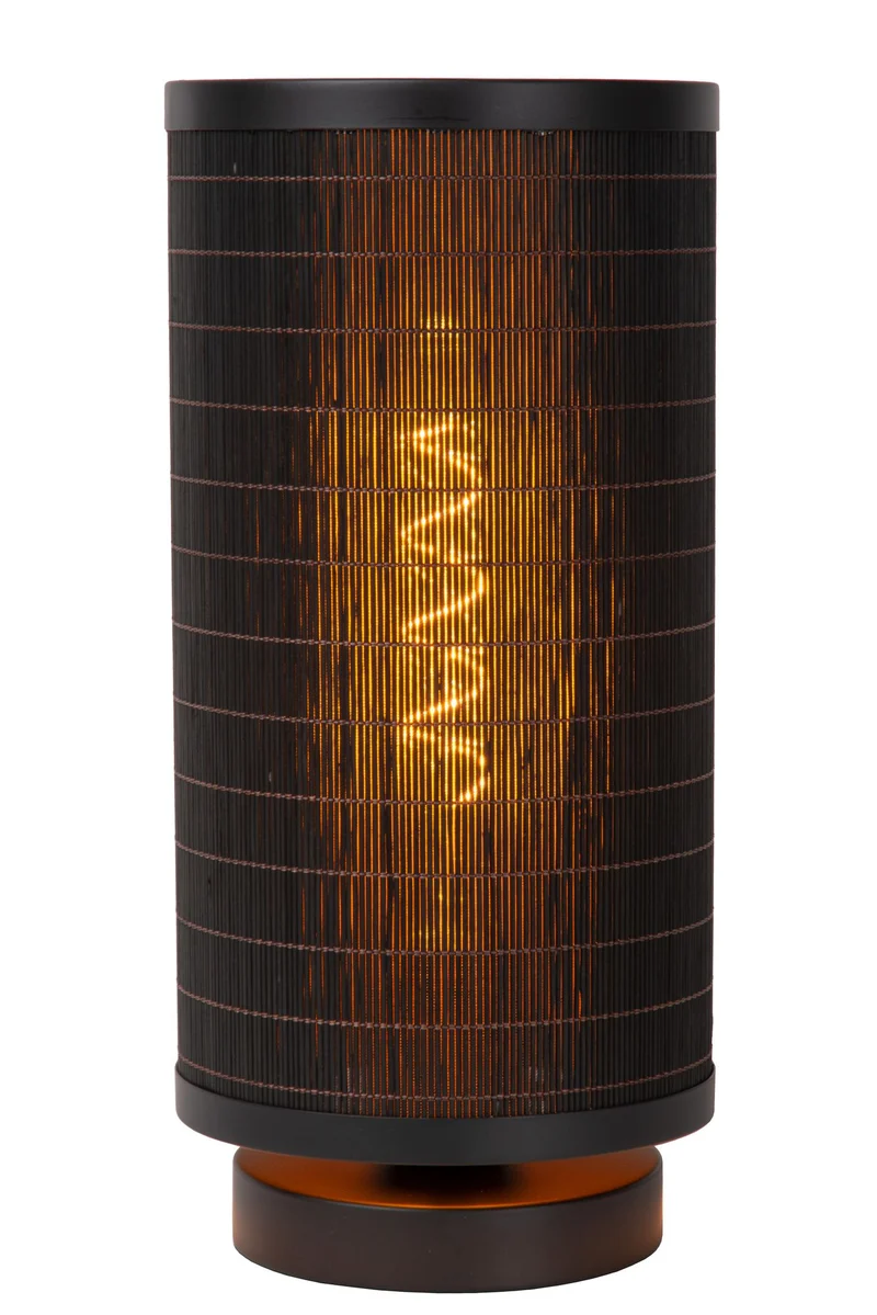 Tischleuchte Tagalog mit Bambusschirm Ø 15cm Schwarz