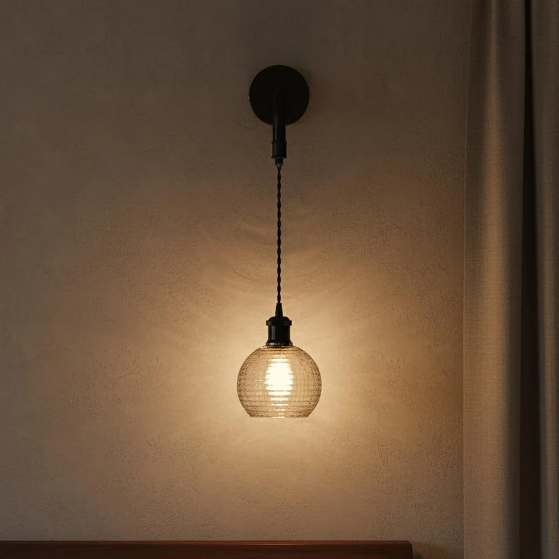 Moderne Wandlampe aus geripptem Glas | E27 Fassung ~3488