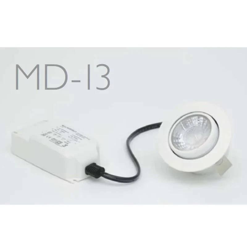 LED Einbaustrahler MD-13 weiß – 5 W, dimmbar, IP44, Ø 60 mm, ultra flach 42 mm, warmweiß 2700 K, inkl. Trafo | Malmbergs