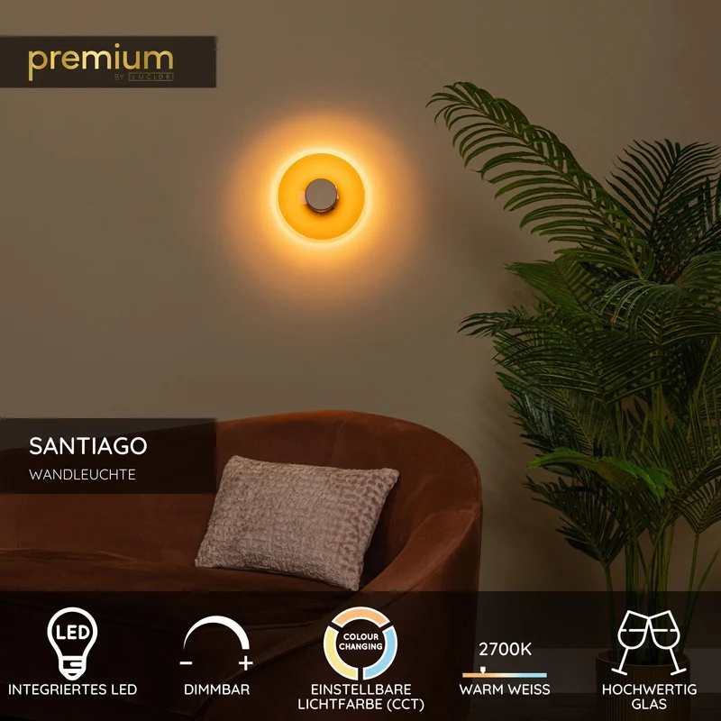LED-Wandleuchte Santiago dimmbar mit CCT Amber Ø23cm