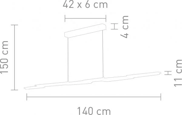 LED Esstischlampe SPACY – dimmbare Pendelleuchte 140 cm, Aluminium, warmweiß