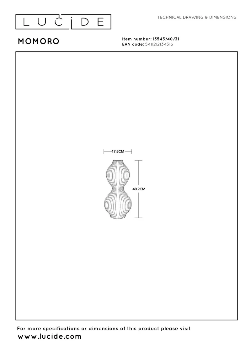 Tischleuchte Momoro Porzellan 40,2cm Weiß