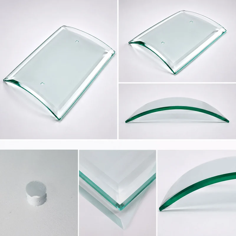 Lampenglas rechteckig gebogen für Wandleuchte 30 cm x 28,5 cm - Klares Ersatzglas Contra Sompex groß