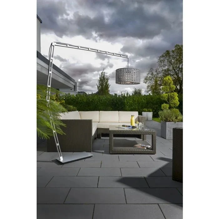 XXL Lampenschirm Outdoor Korb-Optik grau 60 cm E27 Kunststoff | Sompex