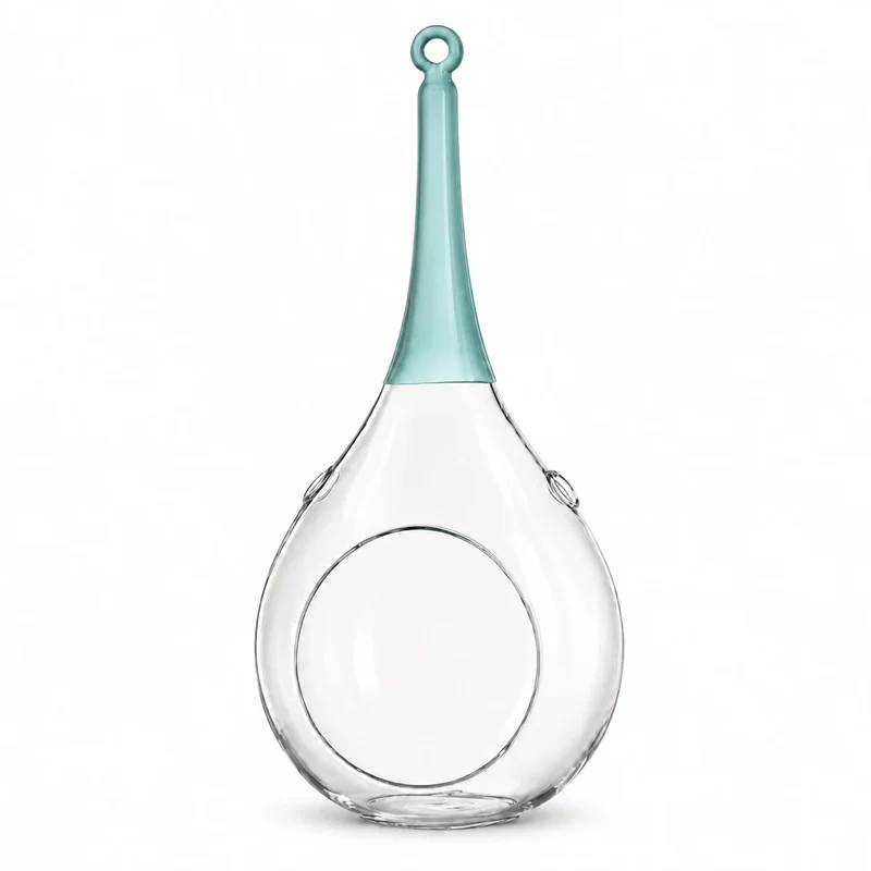 Sompex Taura Hängewindlicht Blau – Mundgeblasenes Glas – 8,5 × 15 × 30 cm