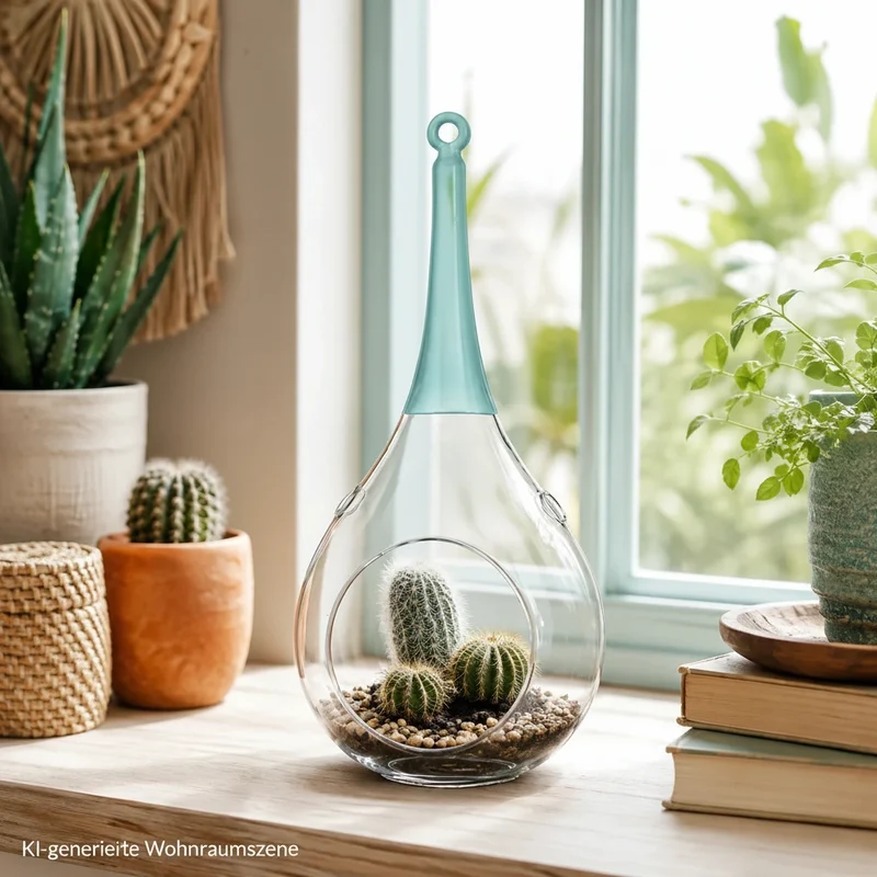Sompex Taura Hängewindlicht Blau – Mundgeblasenes Glas – 8,5 × 15 × 30 cm