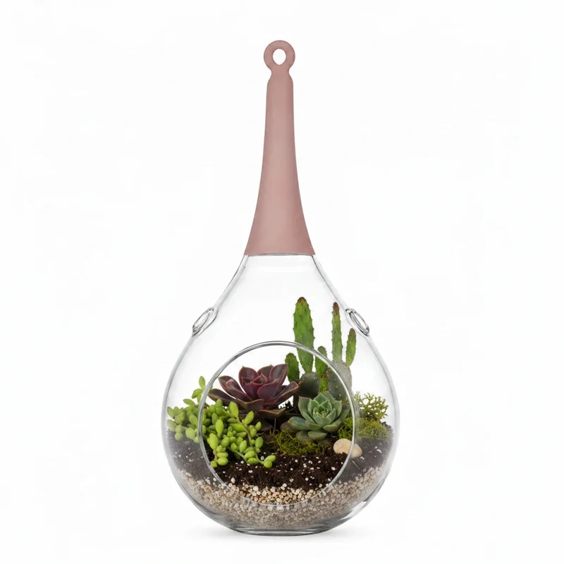 Sompex Taura Hängewindlicht Glas Rosa 30 cm – mundgeblasen · handbemalt · Tropfenform