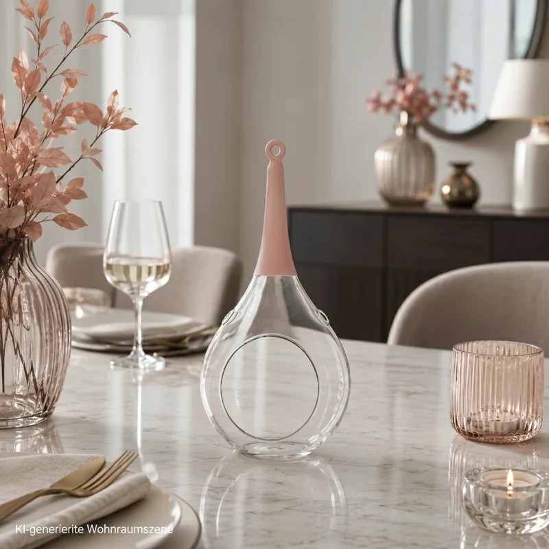 Sompex Taura Hängewindlicht Glas Rosa 30 cm – mundgeblasen · handbemalt · Tropfenform