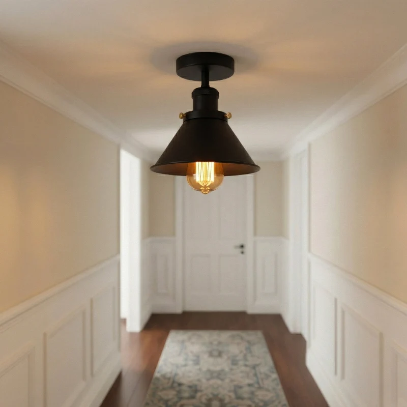 Industrial Deckenleuchte Flush Mount Metall Vintage ~3625