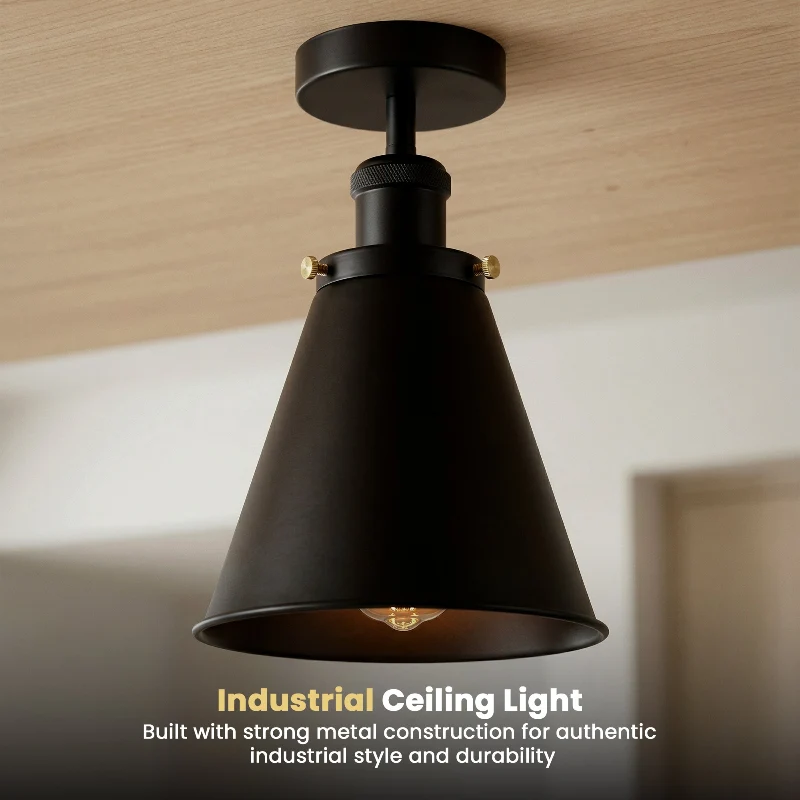 Industrial Deckenleuchte Flush Mount Metall Vintage ~3625