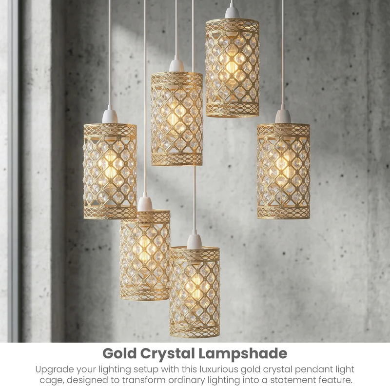 Marokkanischer Pendelleuchtenschirm – Französisches Goldkristall~3624