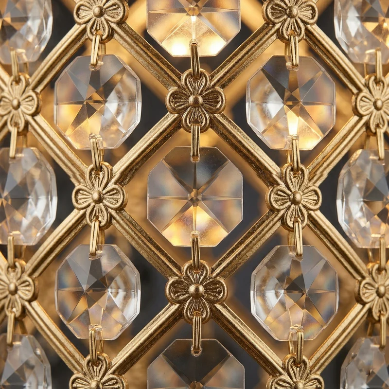 Marokkanischer Pendelleuchtenschirm – Französisches Goldkristall~3624