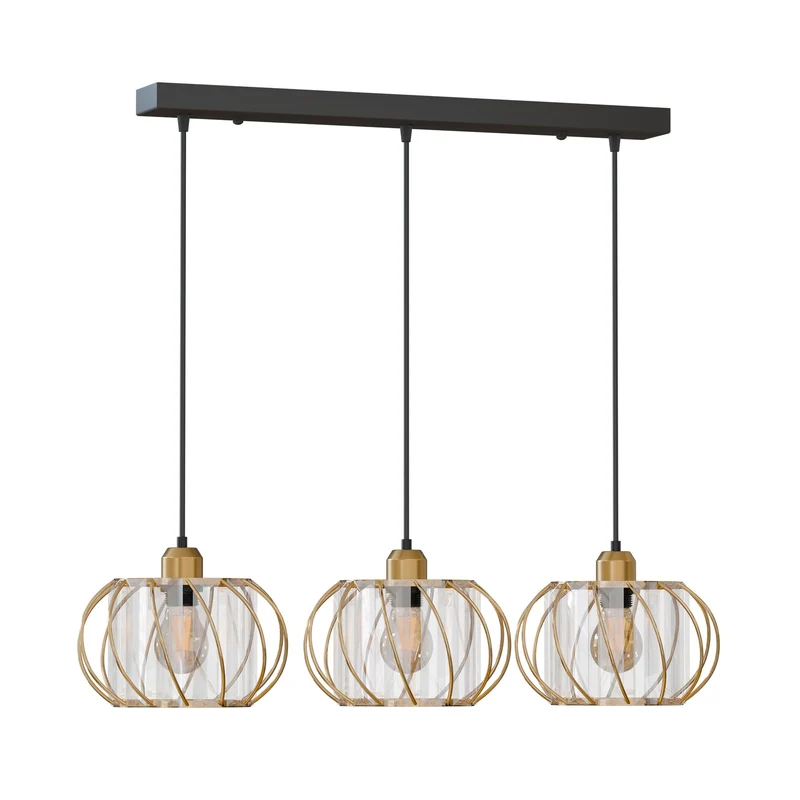 Hängeleuchte mit 3-flammige Kristallglas-Schirm | Decken Pendelleuchte~3608