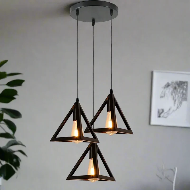 Moderne Schwarze 3 Kopf Pendelleuchte mit Verstellbarem Kabel~3461