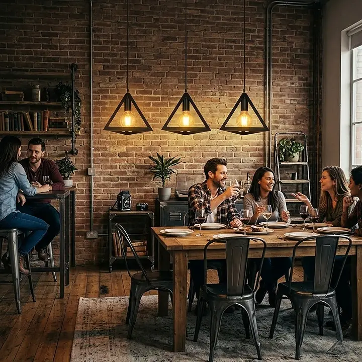 Industrielle Loft-Deckenleuchte aus Metall mit 3 Leuchten~3460